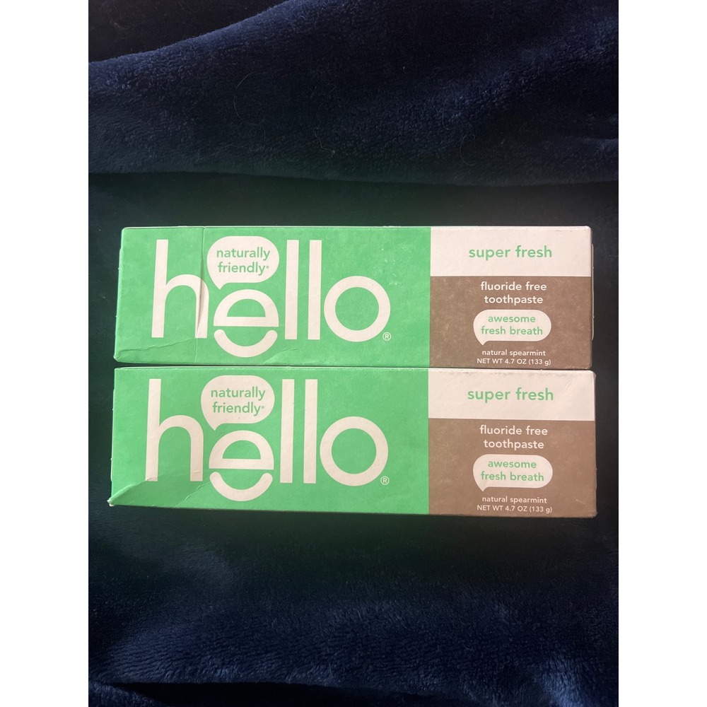 Hello Super Fresh Fluoride Free Toothpaste Natural Spearmint 4.7oz 2‎ Pack